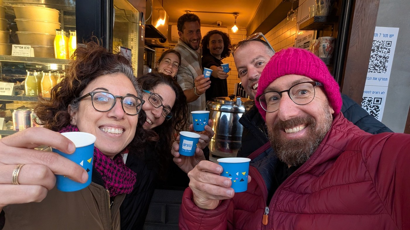 Friends with coffee cups